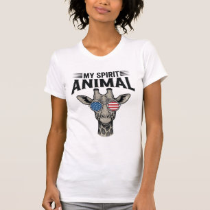 Camiseta Patriótica Animal Espiritual Jirafa Vinta