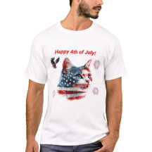 Camiseta Patriótica, Bandera Estadounidense Kitty 