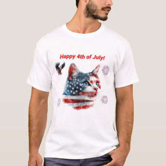 Camiseta Patriótica, Bandera Estadounidense Kitty