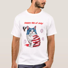 Camiseta Patriótica Cat, Estados Unidos Bandera Ki