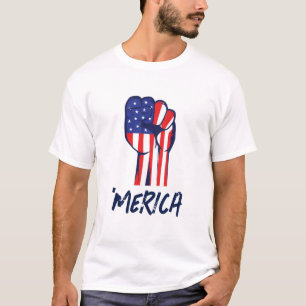 Camiseta Patriótica con Puño Alzado Gráfico de O
