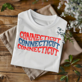 Camiseta Patriótica Connecticut Rojo y Azul Boho