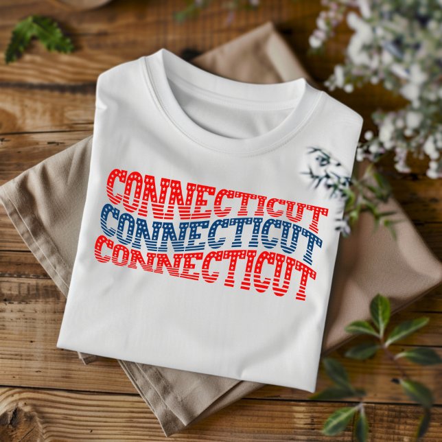 Camiseta Patriótica Connecticut Rojo y Azul Boho (Subido por el creador)