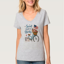 Camiseta Patriótica de Bicicleta Floral del 4 de J