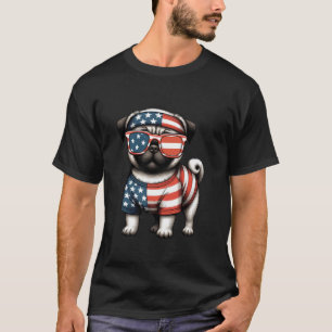 Camiseta Patriótica de EE. UU. Pug de Perro Cuatro