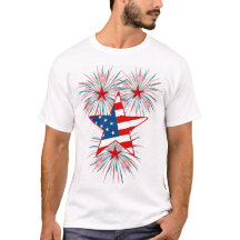 Camiseta Patriótica de Fuegos Artificiales del 4 d