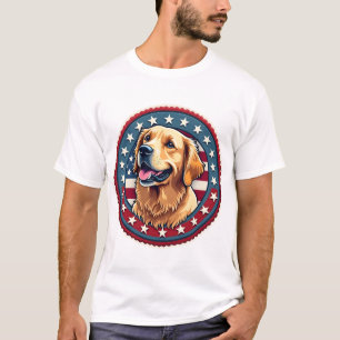Camiseta Patriótica de Golden Retriever con Sello
