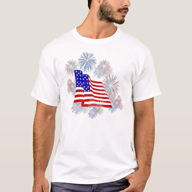 Camiseta patriótica de la bandera de los fuegos (Anverso)