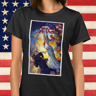Camiseta Patriótica de la Vintage Libertad Bandera American