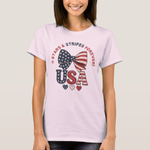 Camiseta Patriótica de lazo de estrellas y barras 