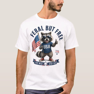 Camiseta Patriótica de Mapache con la Bandera de E