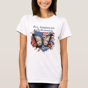 Camiseta patriótica de mujer mariposa del 4 de jul