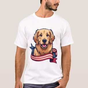 Camiseta Patriótica de Onda de Cinta de Retriever