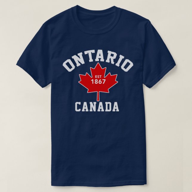 Camiseta patriótica de Ontario Canadá Est.1867 (Diseño del anverso)