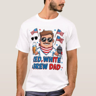Camiseta Patriótica de Papá Blanco Rojo