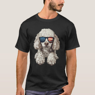 Camiseta Patriótica de Perro Caniche USA Bandera 4
