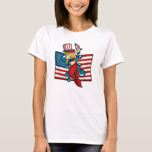 Camiseta Patriótica de Sirena con Bandera American