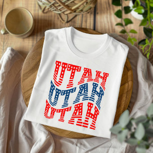 Camiseta Patriótica de Utah Roja y Azul Boho 