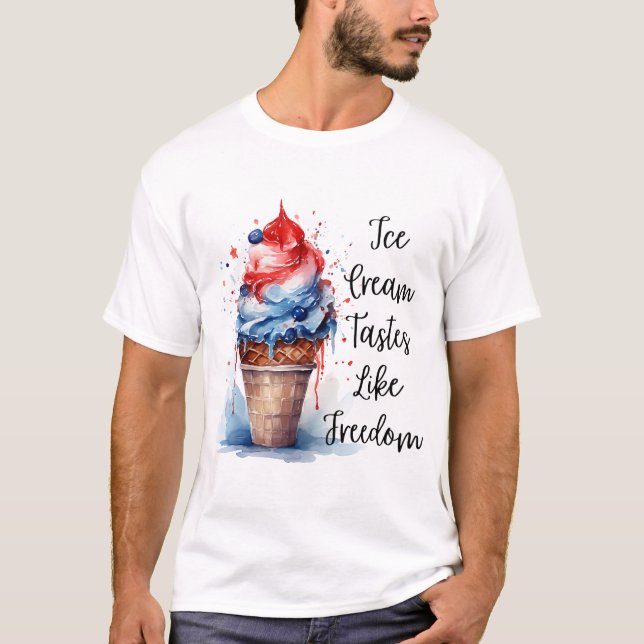 Camiseta Patriótica del Crema de Hielo de Julio (Anverso)