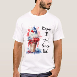 Camiseta Patriótica del Crema de Hielo de Julio