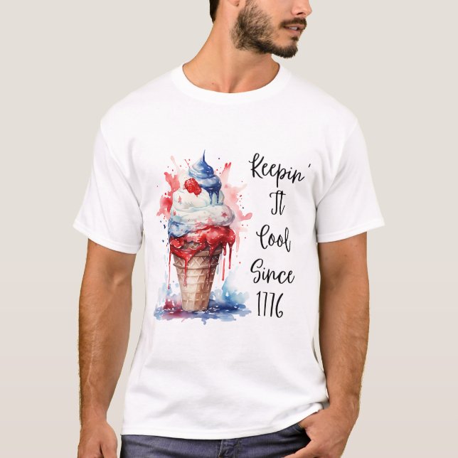 Camiseta Patriótica del Crema de Hielo de Julio (Anverso)
