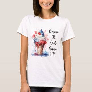 Camiseta Patriótica del Crema de Hielo de Julio