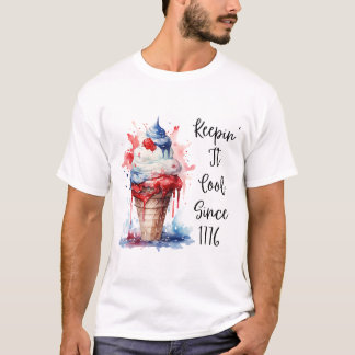 Camiseta Patriótica del Crema de Hielo de Julio