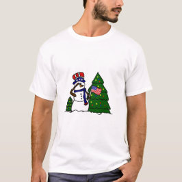Camiseta patriótica del muñeco de nieve del