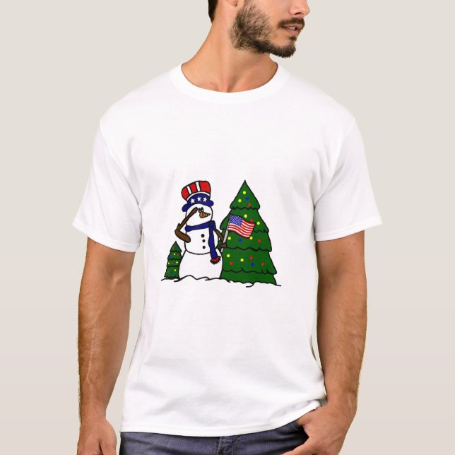 Camiseta patriótica del muñeco de nieve del (Anverso)