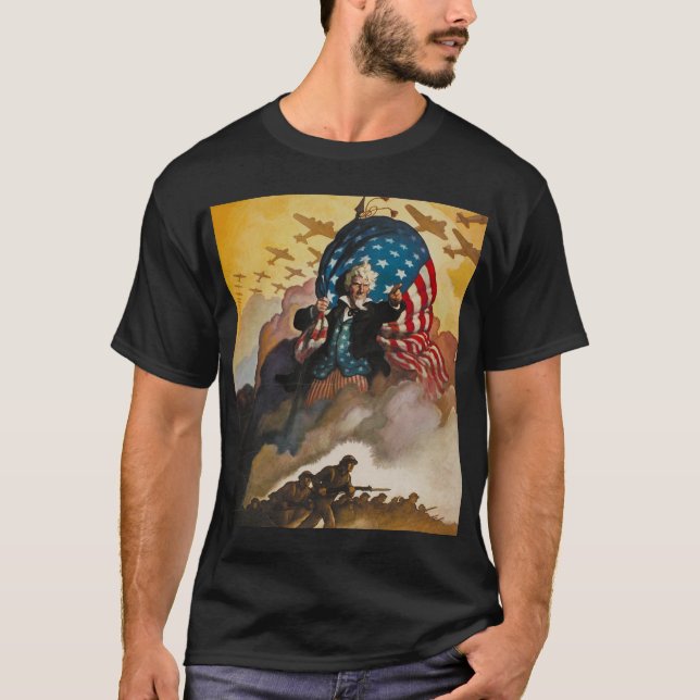 camiseta patriótica del poster de WWII (Anverso)