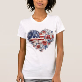 Camiseta Patriótica Floral Heart