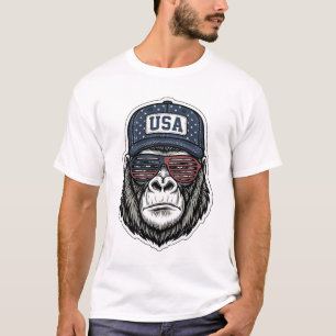 Camiseta Patriótica Gafas de Sol Gorilla Vintage U