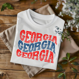 Camiseta Patriótica Georgia Rojo y Azul Boho