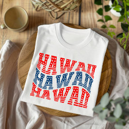 Camiseta Patriótica Hawaii Rojo y Azul Boho