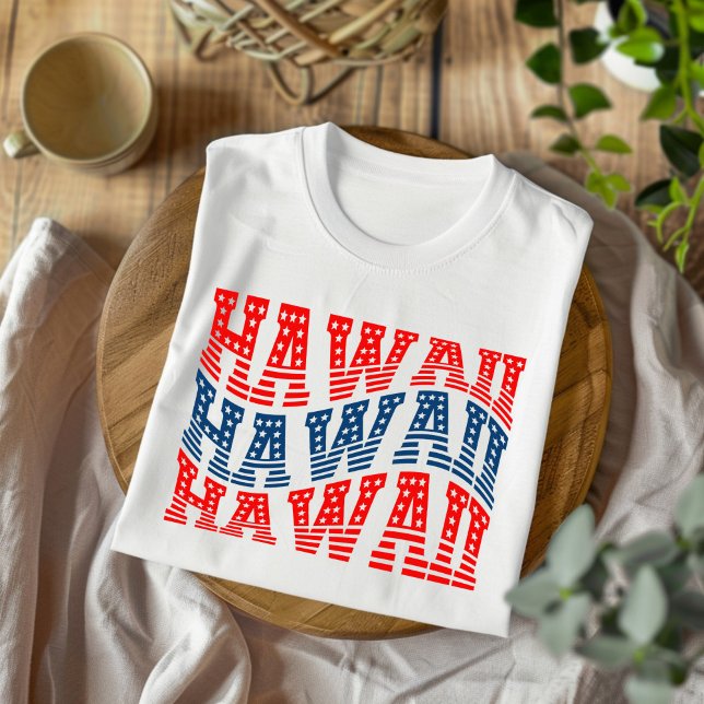 Camiseta Patriótica Hawaii Rojo y Azul Boho (Subido por el creador)