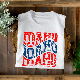 Camiseta Patriótica Idaho Rojo y Azul Boho