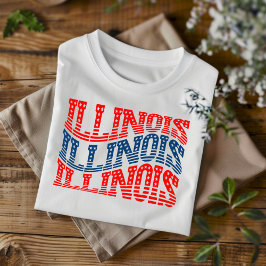 Camiseta Patriótica Illinois Rojo y Azul Boho