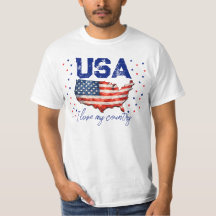 Camiseta Patriótica Mapa Antiguo de EE. UU. - Amo