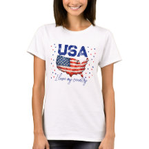 Camiseta Patriótica Mapa Antiguo de EE. UU. - Amo