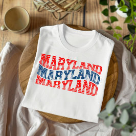 Camiseta Patriótica Maryland Rojo y Boho Azul