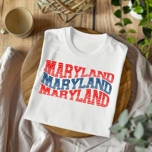 Camiseta Patriótica Maryland Rojo y Boho Azul