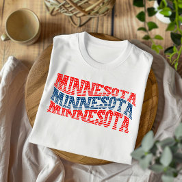 Camiseta Patriótica Minnesota Rojo y Azul Boho