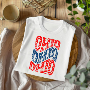 Camiseta Patriótica Ohio Rojo y Azul Boho