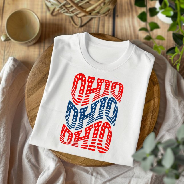 Camiseta Patriótica Ohio Rojo y Azul Boho (Subido por el creador)