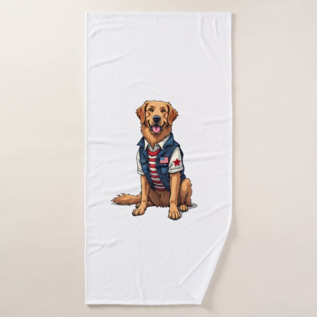 Camiseta Patriótica para Perro de Servicio Golden  (Toalla de baño)