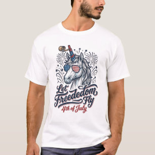 Camiseta Patriótica Unicornio 4 de Julio Libertad
