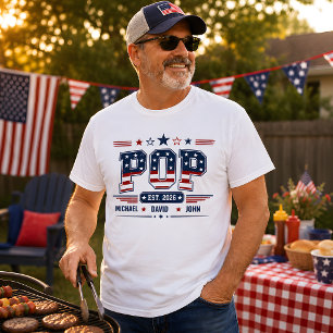 Camiseta Patriótica USA Nombre de Niños Pop Est 20