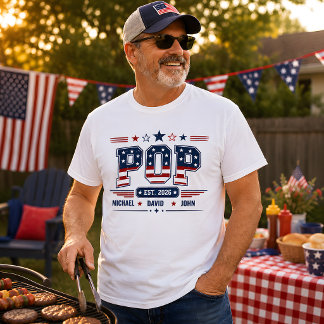 Camiseta Patriótica USA Nombre de Niños Pop Est 20