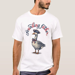 Camiseta Patriótica Vintage Padre Fundador Ganso D