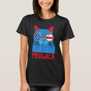 Camiseta Patriótico 4 De Julio Tee Meowica Cat Mullet Ameri